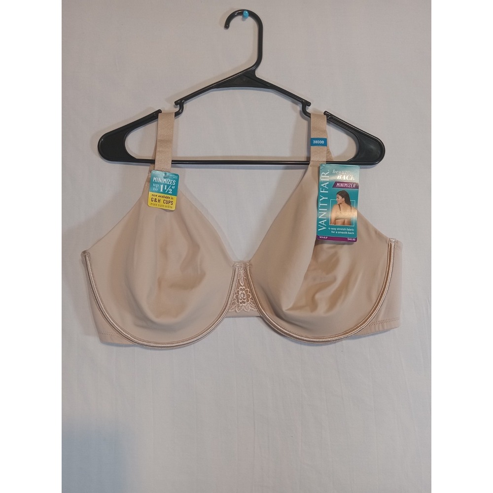Vanity Fair Bra Women's 38DDD Beige Underwired Minimizer Beauty 76080